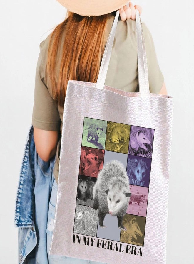 BLUPARK Possum Tote Bag Possum Themed Gift Opossum Lover Grocery Shopping Handbag Possum Owner Gift For Women In My Feral Era Tote (In My, Feral Era Tote) - Image 3