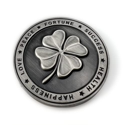 Luck Lab Two Sided Lucky Coin Featuring One Side with a Four Leaf Clover and One Side with Elephant and Lucky Symbols - 1.5 inches - Image 2