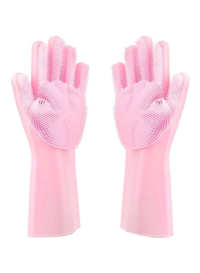 NIBEMINENT Multi-Purpose Cleaning Gloves With Scrubber Pink - Image 1