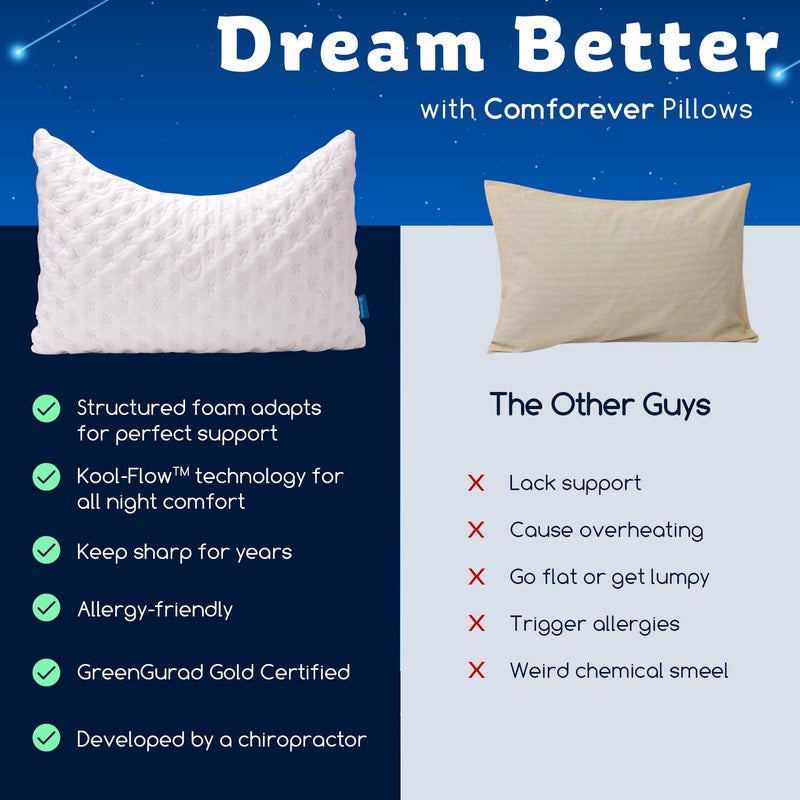KUCEY Cooling Side Sleeper Pillow for Neck and Shoulder Pain, Luxury Shredded Memory Foam Curved Bed Pillows for Sleeping Set of 1- Adjustable Queen Size- Washable Cover Crescent White - Image 4