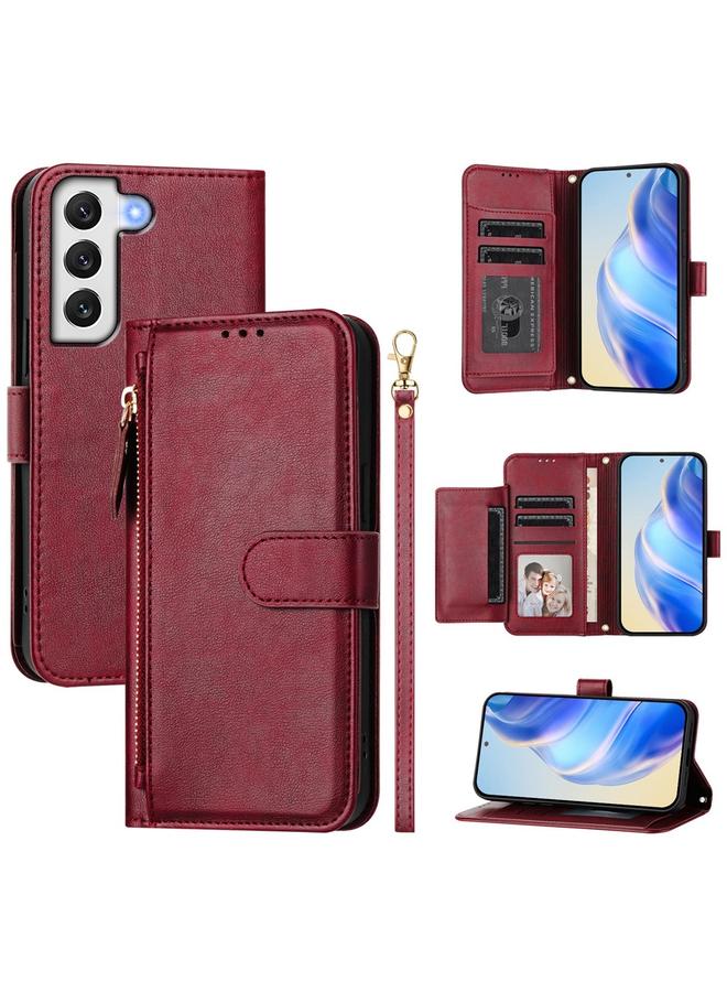 اس-توب جراب لهاتف Samsung Galaxy S22 5G بفتحات بطاقات متعددة وسحاب ومحفظة جلدية لهاتف - Image 1