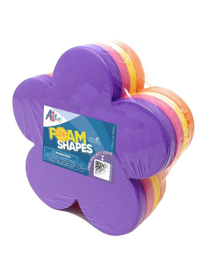 AoneFun Flower Cutouts - 24 Foam Flower Cut Outs Flower Decoration Bulletin Board Cut Outs Flower Classroom Decor Flower Decorations Cutouts For Classroom Decoration 6" Medium Large Die Cut Shapes Craft Foam - Image 4