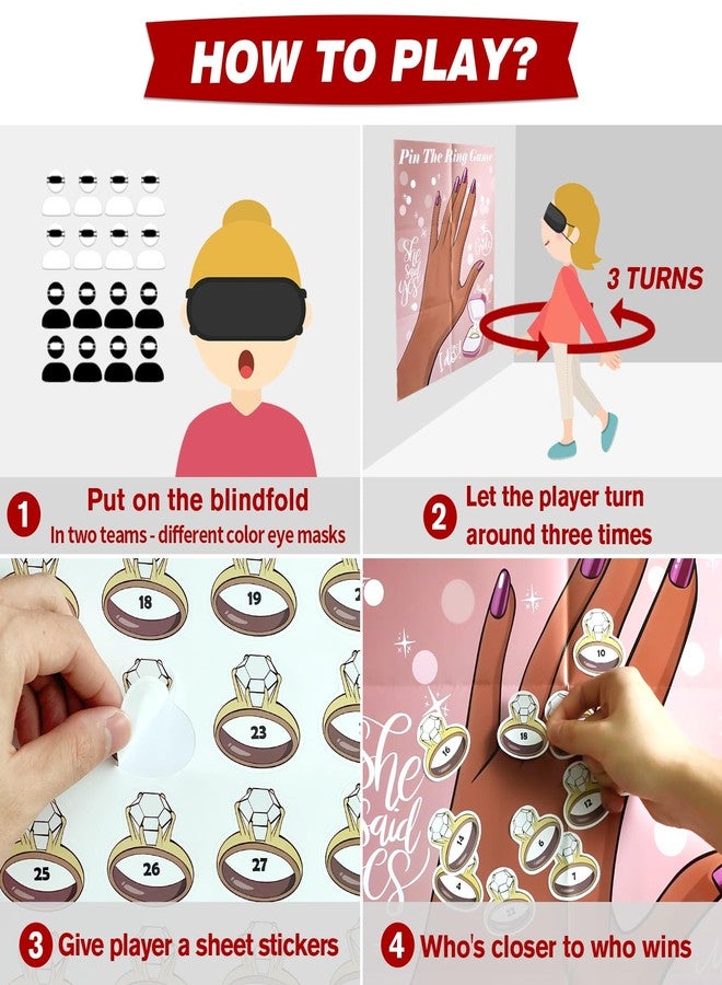 PARTYLOUD Bridal Shower Bachelorette Party Games, Pin the Ring on the Bride Game, Pin the Ring Game Bridal Shower Wedding Engagement Shower Games 32 Guests - Image 5