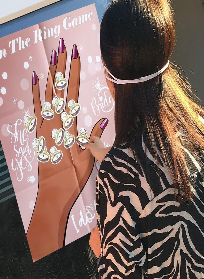 PARTYLOUD Bridal Shower Bachelorette Party Games, Pin the Ring on the Bride Game, Pin the Ring Game Bridal Shower Wedding Engagement Shower Games 32 Guests - Image 2