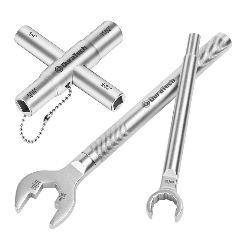 DURATECH 3in1 Plumber wrench 4 Way Sillcock Key 2Pack for Valve Faucet nuts and Spigots