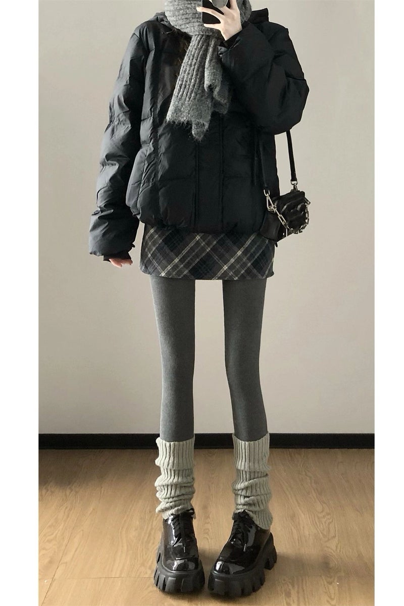 Slightly plump mm plaid woolen skirt women's spring and autumn new style short plaid hip-hugging skirt pants high-waisted A-line short skirt - Image 2