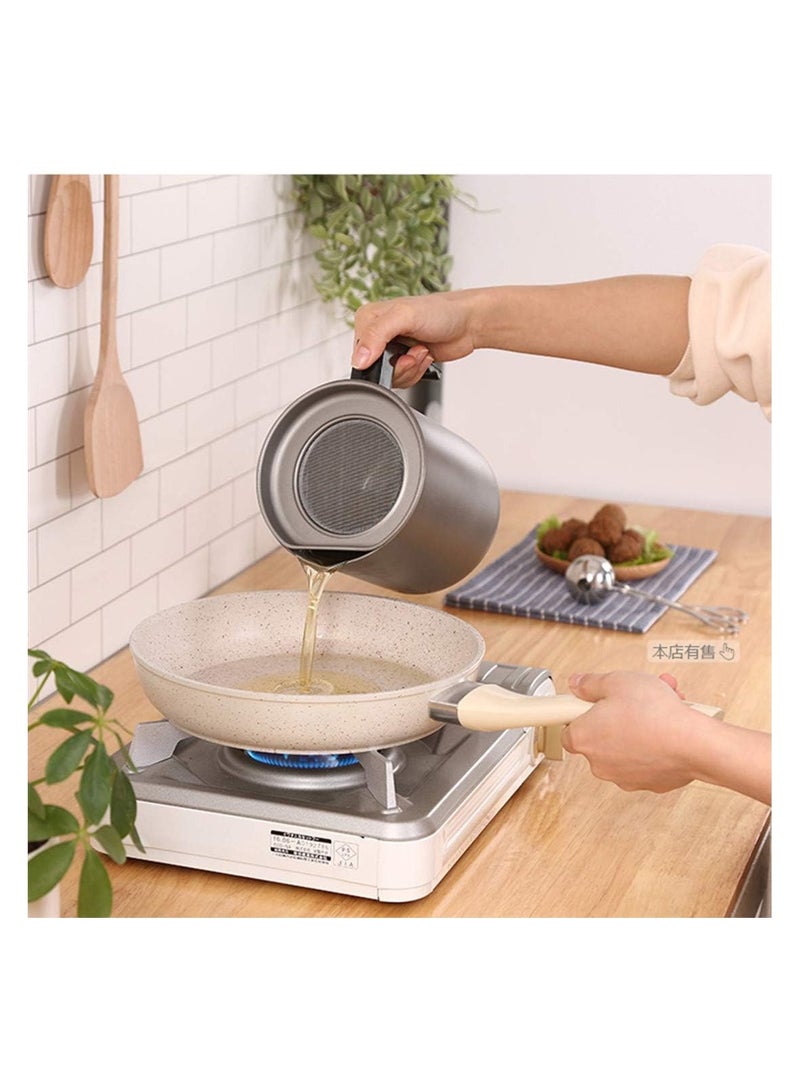 Stainless Steel Oil Strainer Pot with Fine Mesh Lid, Oil Filter and Dust Prevention, Non-Slip Bottom and Ergonomic Handle, Safely Store and Reuse Oil and Grease in Kitchen (1.7L) - Image 2