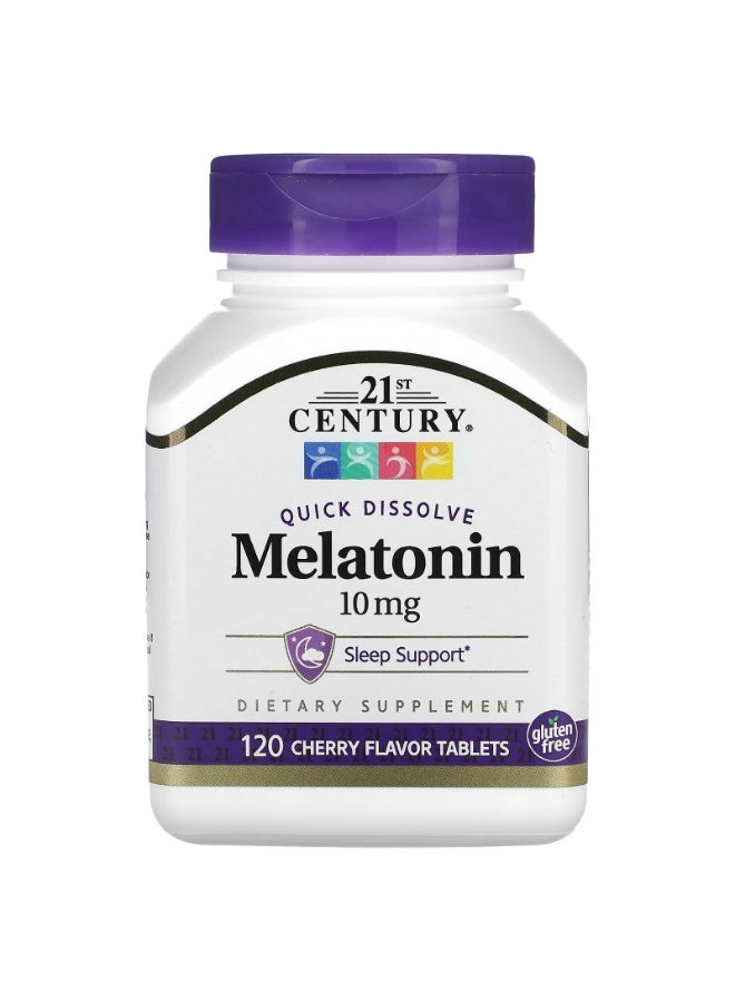 21st Century Quick Dissolve Melatonin, Cherry, 10 mg, 120 Tablets - Image 1