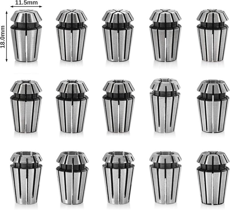 Genmitsu 15PCS ER11 Precision Spring Collet Set for CNC Engraving Milling Lathe Chuck Tool, 1.0mm-7.0mm & 1/4", 1/8" - Image 4
