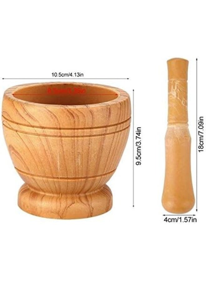 SAQOWARE طقم هاون ومدقة خشبية بتصميم يدوي لخلط وطحن الثوم والتوابل، أدوات مطحنة المطبخ