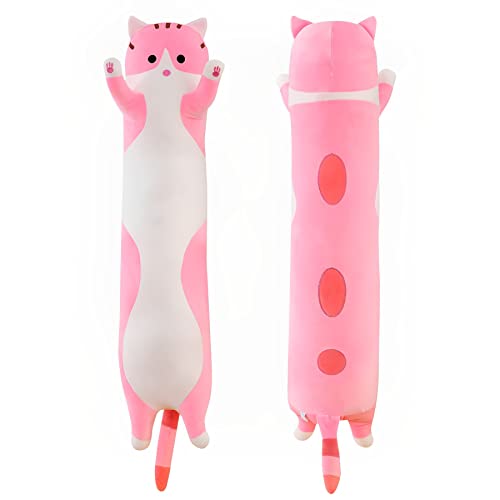 shangman Lovely Plush Cat Doll Cute Cartoon Soft Stuffed Kitten Long Throw Sleeping Pillow Doll Toy Gift for Kids Girlfriend Multiple Size Pink50cm196in - Image 1