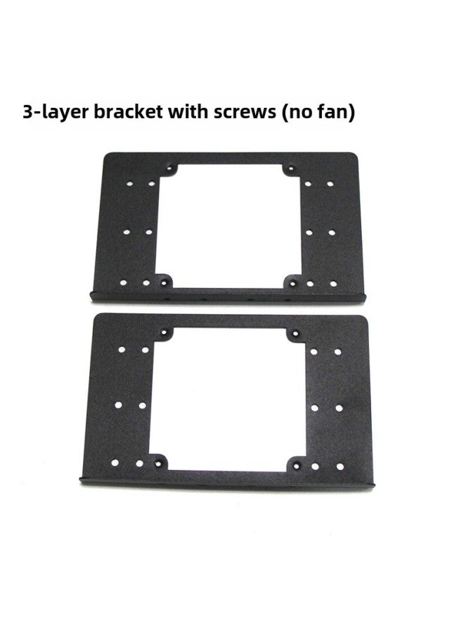 3.5 Bracket Computer Case Extension Bracket Fan Cooling Machine Metal Bracket Double-layer Rack-Color:Black 3-layer Bracket - Image 1