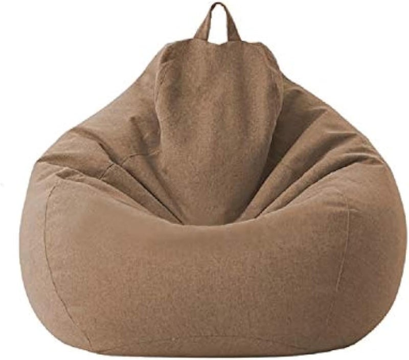 KODENG Large Small Lazy Sofas Cover Chairs Without Filler Linen Cloth Lounger Seat Bean Bag Pouf Puff Couch Tatami Living Room Beanbags (BROWEN, 70x80cm) - Image 1