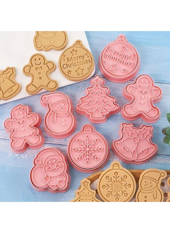 مجموعة قواطع كعك عيد الميلاد قابلة للضغط قوالب معجنات مطبوعة ثلاثية الأبعاد للخبز - Image 4