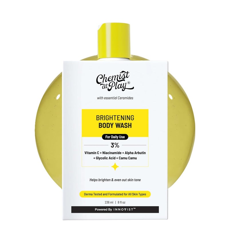 Chemist at Play Brightening Body Wash Glowing Skin Vitamin C Bodywash Helps to Reduce Fades Dark Spots Tan Evens out Skin Tone Alpha Arbutin 30X Vitamin C with Camu Camu For Women Men 236ml - Image 2