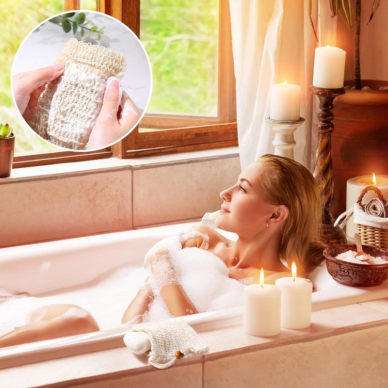 Woanger Natural Sisal Soap Bag 57 x 37 Inches Mesh Exfoliating Soap Saver Bag with Drawstring Foaming and Drying Holder for Shower Kitchen Bathroom Travel Hotel200 Pcs - Image 4