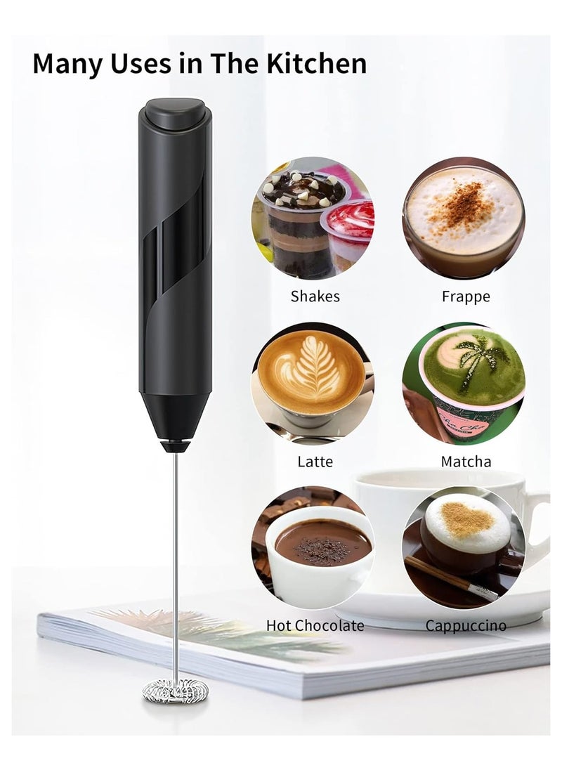 Premium Handheld Milk Frother with Stand Powerful Battery Operated Coffee Frother Mini Electric Drink Mixer for Whisk Coffee Lattes Cappuccino  Matcha Hot Chocolate (Black)  - Image 5
