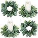Waydress Waydress 4 Pieces Candle Rings Artificial Eucalyptus Leaves Wreaths Candle Rings Wreaths Small Boho Wreath Pillar  - Image 2