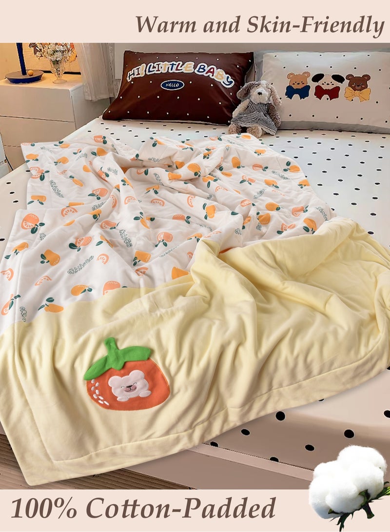 Thin Pure Cotton Baby Quilt, FourSeasons Universal LightweightBreathable Kids Cotton Blanket - Image 3