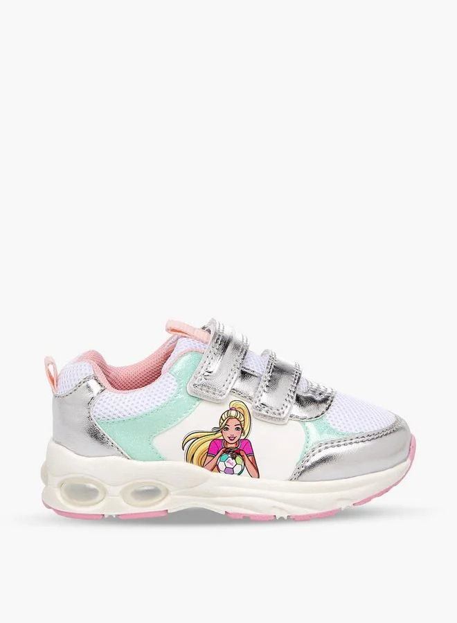 باربي Girls Hook & Loop Light-Up Ankle School Sneakers