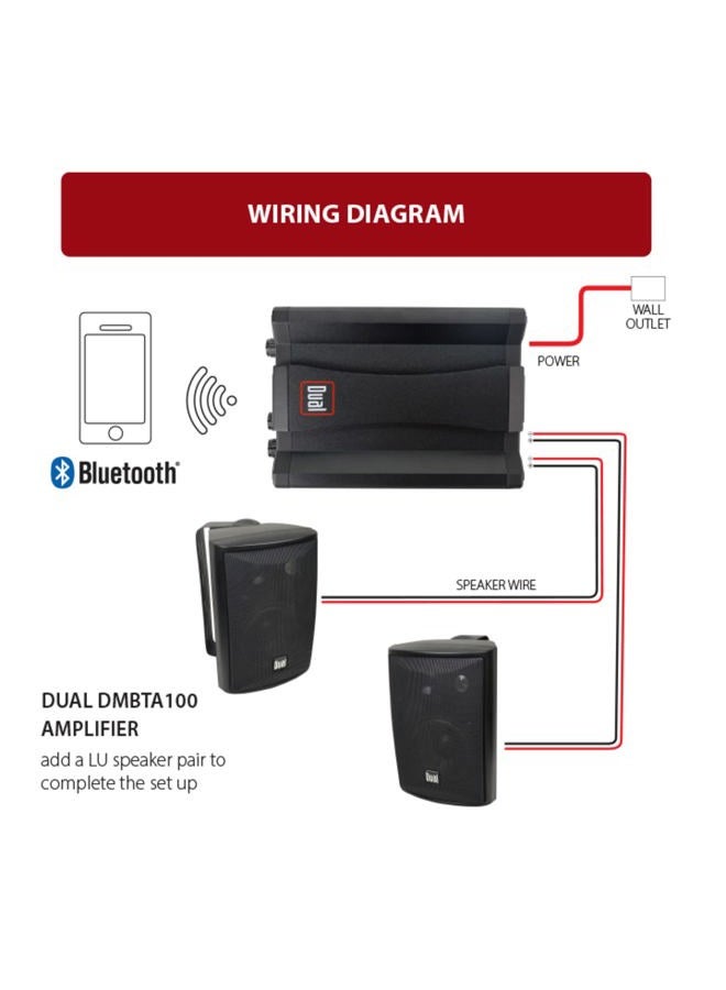 Dual Electronics DBTMA100 Black Micro 2 Channel Class-D Amplifier | 3.5 mm AUX Input | Stereo RCA Outputs | 100 Watts Peak Power | Up to 100ft of Wireless Bluetooth Range - Image 4