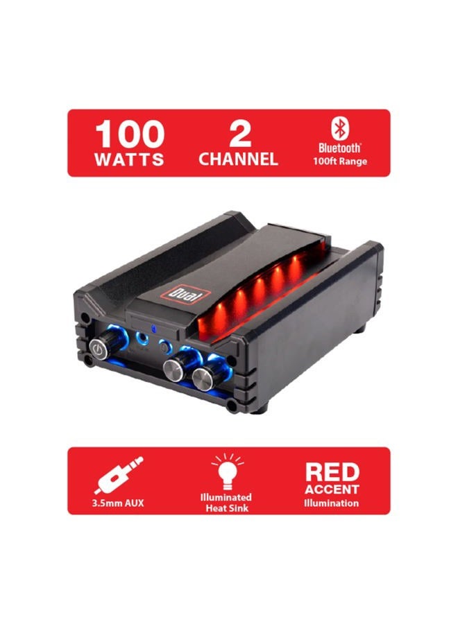 Dual Electronics DBTMA100 Black Micro 2 Channel Class-D Amplifier | 3.5 mm AUX Input | Stereo RCA Outputs | 100 Watts Peak Power | Up to 100ft of Wireless Bluetooth Range - Image 3