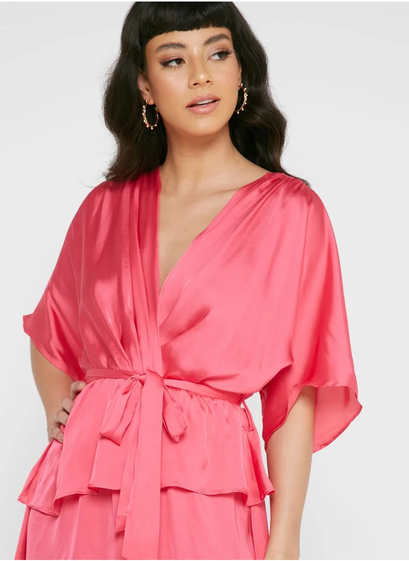 boohoo Belted Ruffle Detail Skaterdress