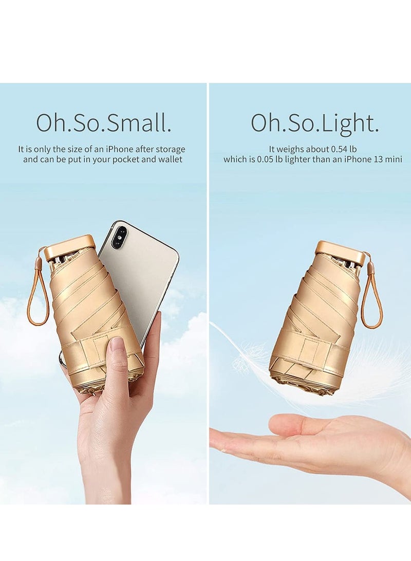 مظلة جيب صغيرة، مظلات قابلة للطي، مظلة سفر صغيرة خفيفة بتصميم مدمج، مقاومة للماء والأشعة فوق البنفسجية، مدمجة وقابلة للحمل، مقاومة للرياح، طاردة للماء، يمكن وضعها في جيب شخصي. - Image 3