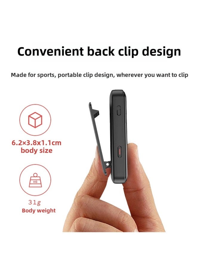 1.5-inch Student Back Clip-on Sports Mp3 Tape Playing Wireless Lossless Bluetooth Music Player-Body Color:Black-Memory Capacity:Built-in 16gb  - Image 3