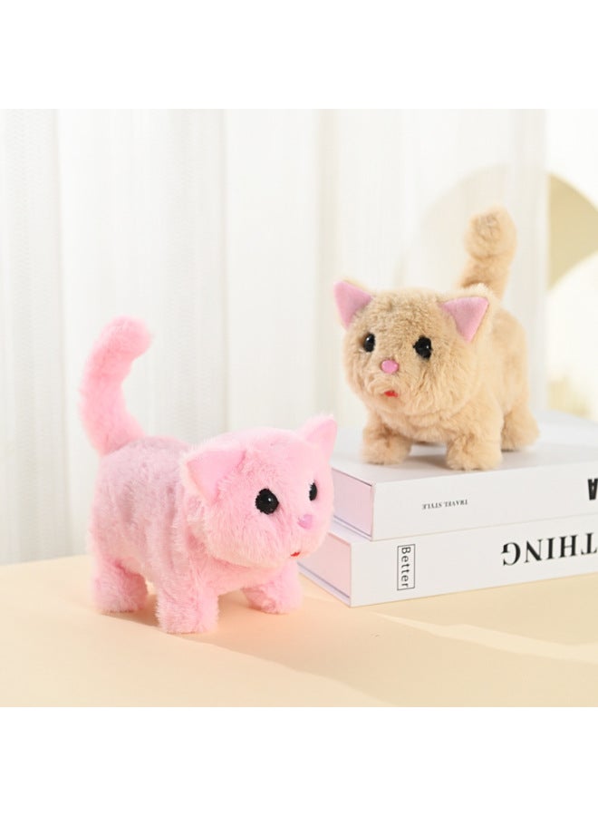 Children's Electric Imitation Calling Real Kitten Persian Cat Plush Toy Calling Walking Tail Wagging Toy For Boys And Girls-Color:brown Kitty-Specifications:Charging Suit - Image 4