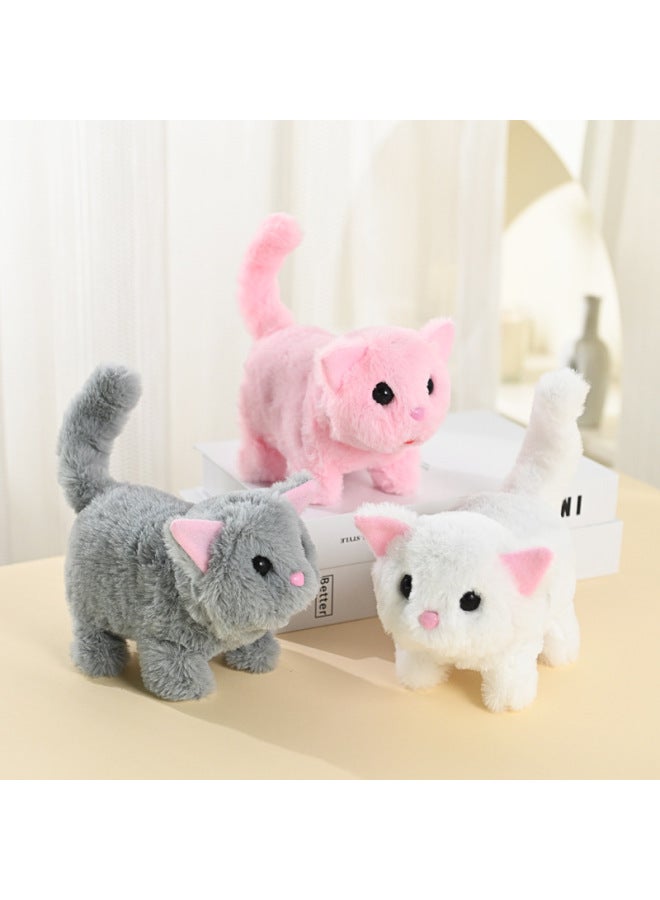 Children's Electric Imitation Calling Real Kitten Persian Cat Plush Toy Calling Walking Tail Wagging Toy For Boys And Girls-Color:brown Kitty-Specifications:Charging Suit - Image 3