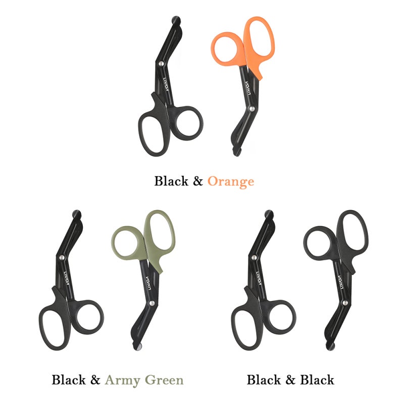 Stainless Steel Scissors: Black x Black, High Intensity Titanium Coated, Rust Proof - Curved Design, Fine Tooth Blade, Ergonomic Labor-saving Handle for Emergency Medical Rescue, Outdoor Emergency Sit - Image 2