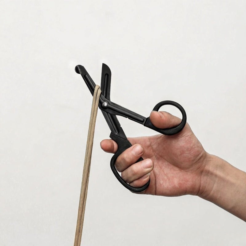 Stainless Steel Scissors: Black x Black, High Intensity Titanium Coated, Rust Proof - Curved Design, Fine Tooth Blade, Ergonomic Labor-saving Handle for Emergency Medical Rescue, Outdoor Emergency Sit - Image 5