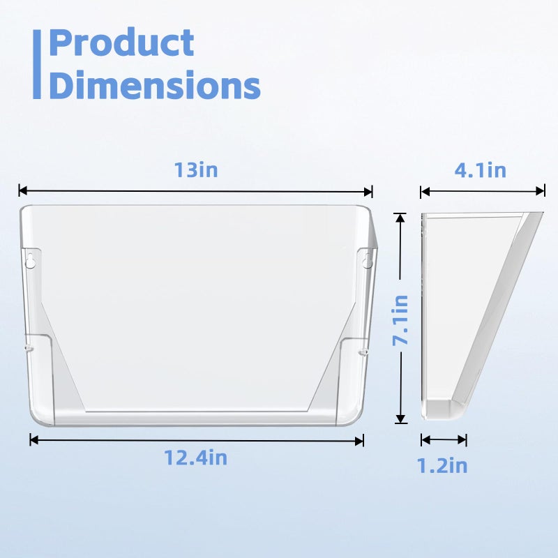 SUPEASY Clear Acrylic Single Pocket, Large Plastic Hanging Wall Mount File Holder Wall File Organizer for Mails, Document, Magazine, Letter Size for Office Home, 3 Pack - Image 2