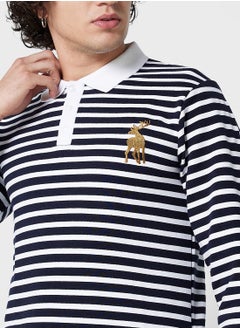 Seventy Five Long Sleeve Striped Polo  - Image 3