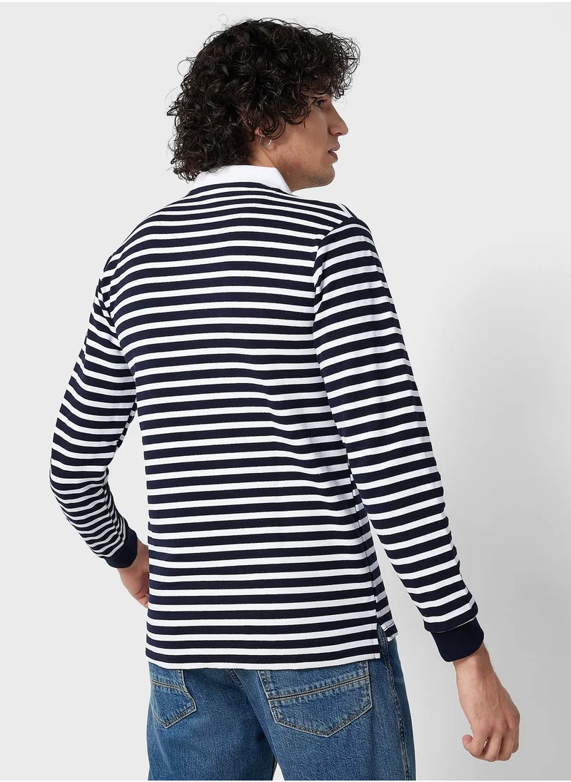 Seventy Five Long Sleeve Striped Polo