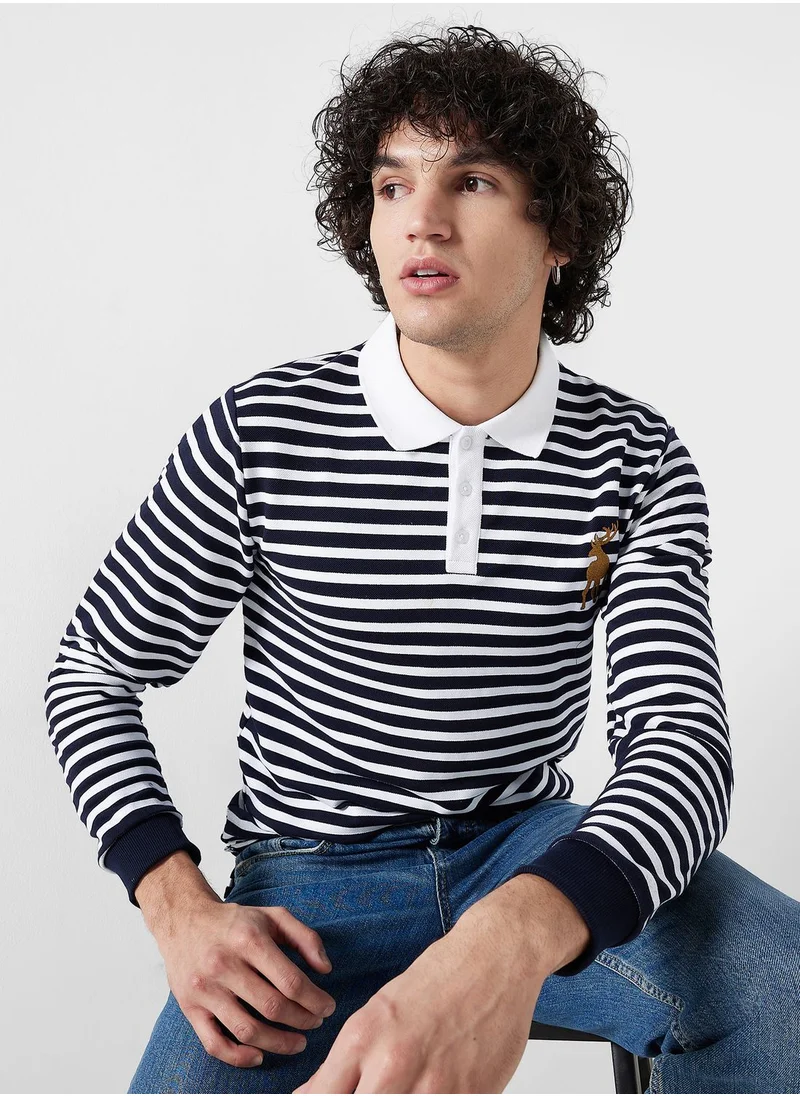 Seventy Five Long Sleeve Striped Polo