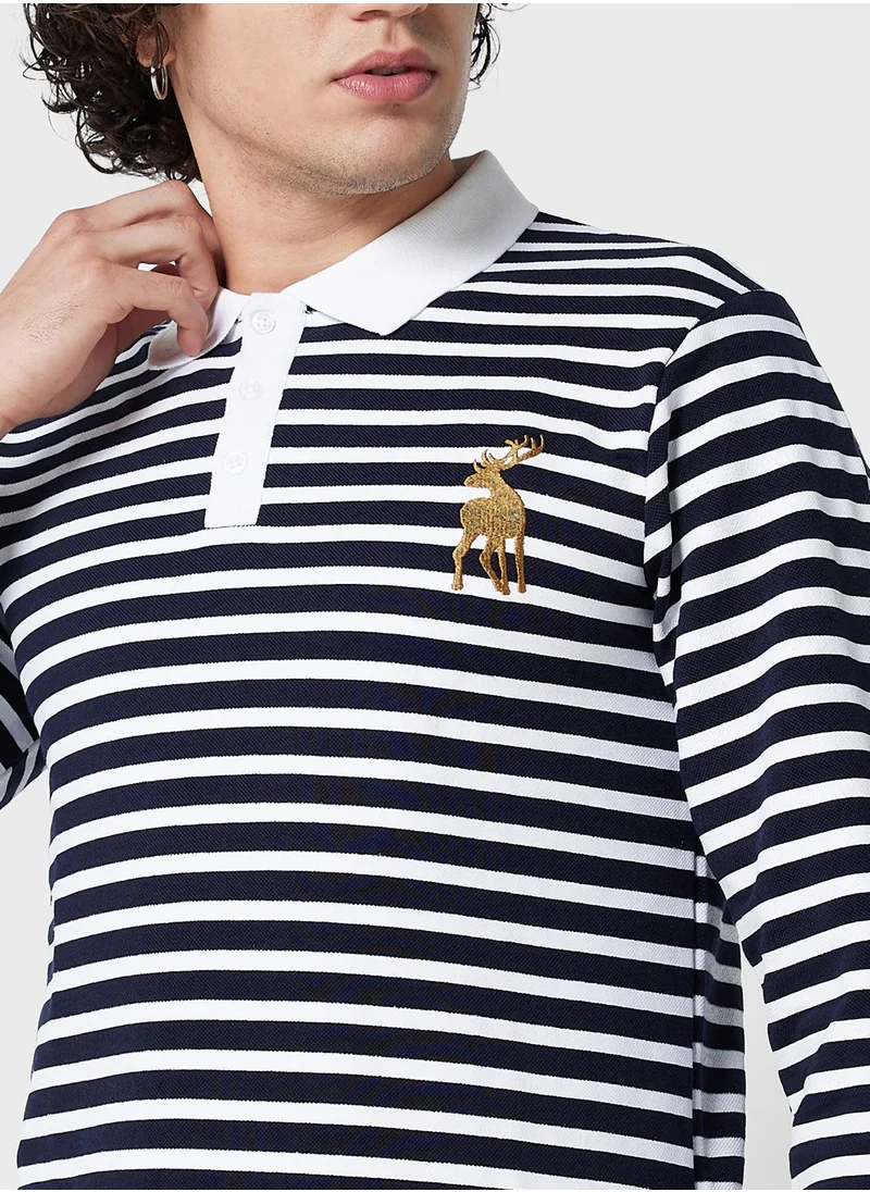 Seventy Five Long Sleeve Striped Polo