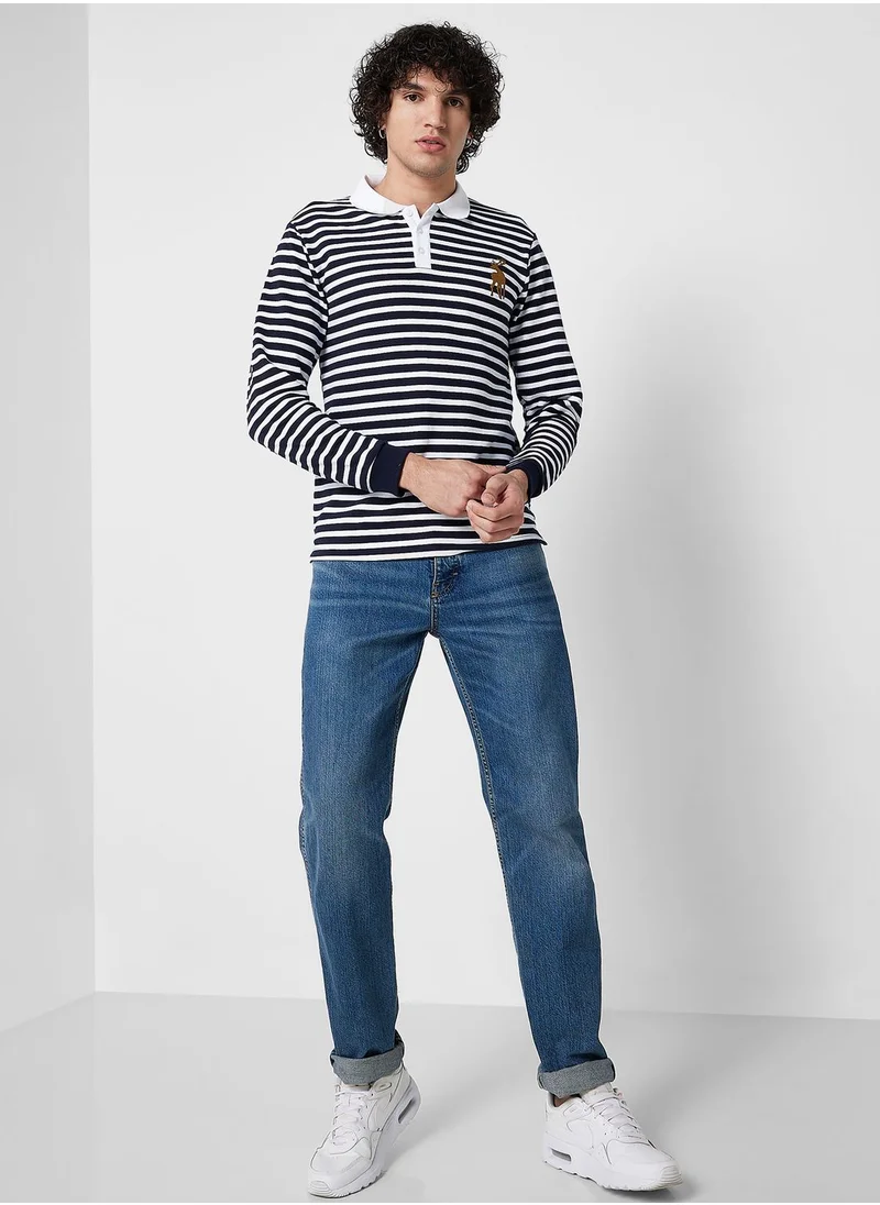 Seventy Five Long Sleeve Striped Polo