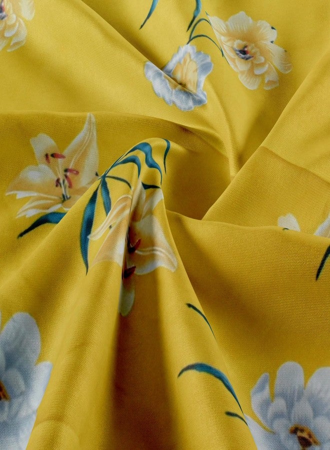 EVERLUSH 320 TC Cotton Feel Glace Cotton Printed Elastic Fitted King Size Double Bed Bedsheet with 2 Pillow Covers | Fitted Bedsheets King Size 78 x 72 x 8 (Yellow Floral) - Image 4