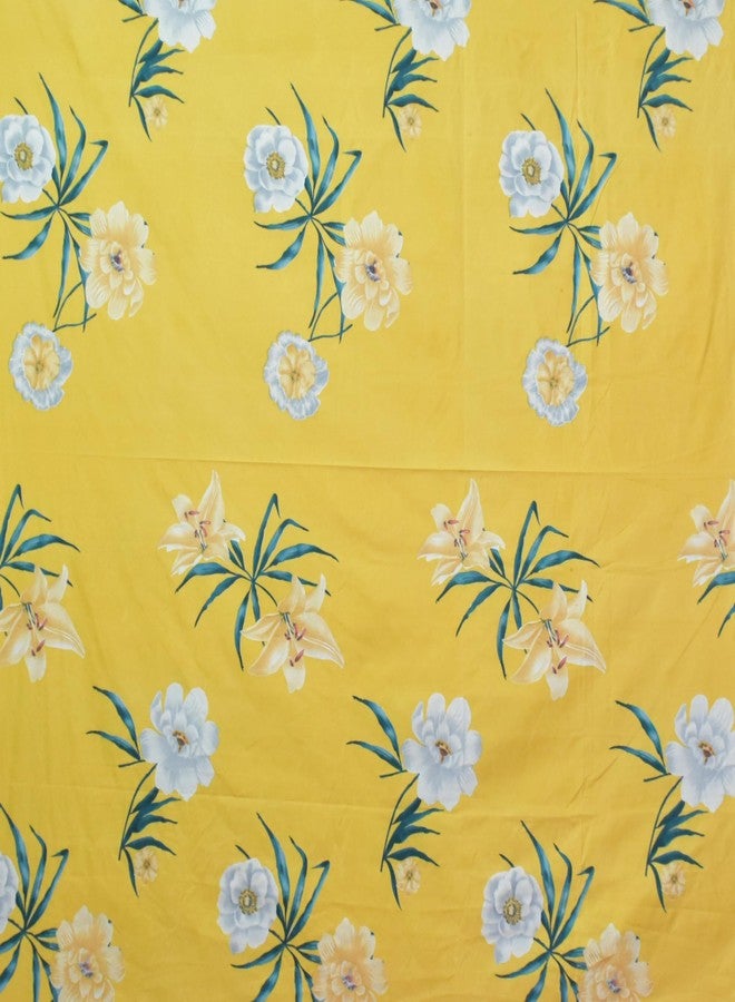 EVERLUSH 320 TC Cotton Feel Glace Cotton Printed Elastic Fitted King Size Double Bed Bedsheet with 2 Pillow Covers | Fitted Bedsheets King Size 78 x 72 x 8 (Yellow Floral) - Image 3