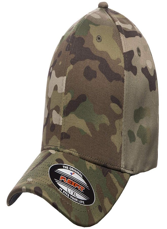 فلكسفيت قبعة بيسبول Flexfit Multicam Camo بستة أجزاء، مرخصة رسميًا بنمط Multi-cam (مقاس XXL (7 5/8 بوصة - 8 بوصات)، Multicam) - Image 1