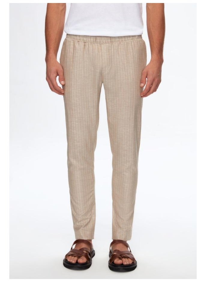 D'S DAMAT بنطال رياضي مخطط باللون البيج من Ds Damat Slim Fit  - Image 4