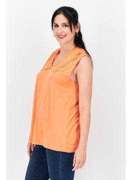 Women Peter Pan Collar Sleeveless Eyelet Blouse, Orange - pzsku/Z7598F35A4235344318F0Z/45/_/1737987198/d7f50ea9-cfea-4c1c-bc18-899444dd7d03