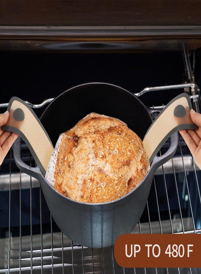 XCZ 2 PCs Silicone Bread Sling Dutch Oven Non-Stick & Easy Clean Reusable Silicone Bread Baking Mat. With Extra Long Handles Bread Baking Sheet Liner - Image 3