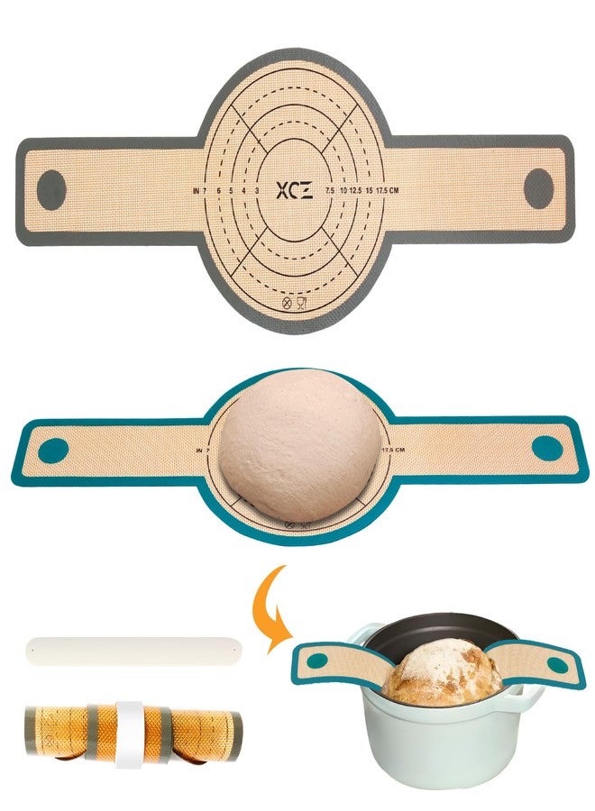 XCZ 2 PCs Silicone Bread Sling Dutch Oven Non-Stick & Easy Clean Reusable Silicone Bread Baking Mat. With Extra Long Handles Bread Baking Sheet Liner - Image 1