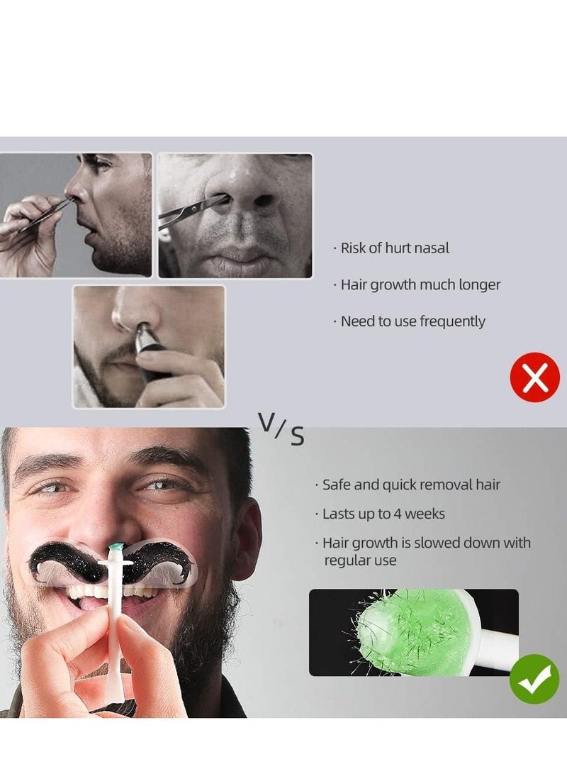Nose Wax Kit, 50g Wax, Nose Hair Removal Waxing Kit for Men and Women, Safe Quick Hair Removal Waxing for Nose & Ear, 20 Applicators, 8 Mustache Stickers, 10 Little Cups for Removing Nose Eyebrow Hair