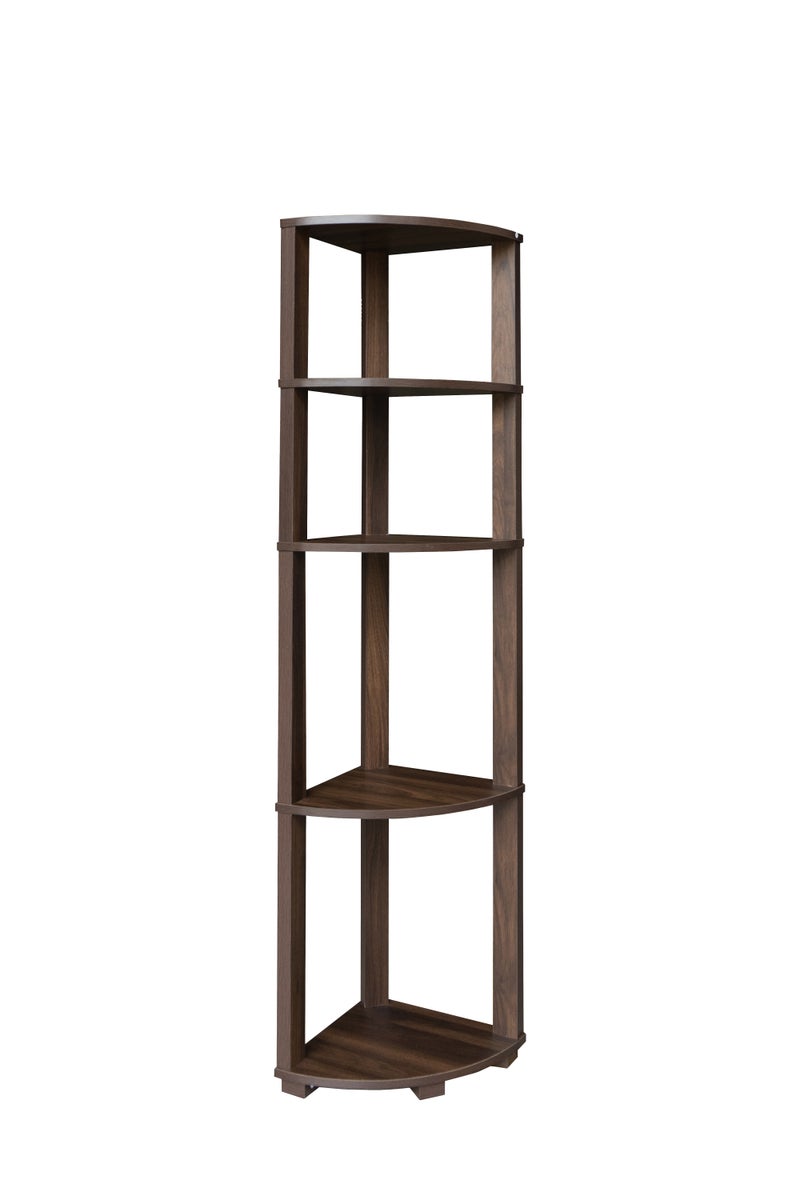 Baity Master Shelving Unit - 5 Corner Tiers | Brown Malaysian Wood - Image 3