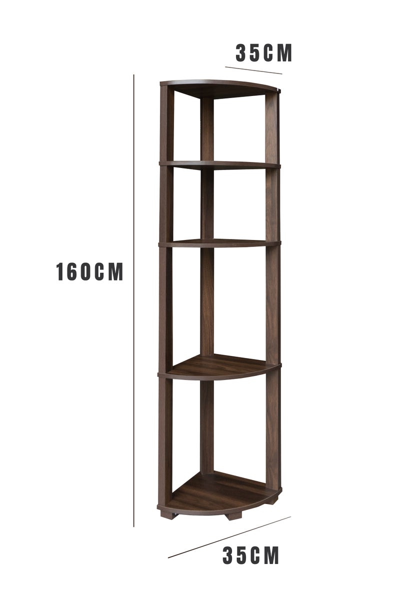 Baity Master Shelving Unit - 5 Corner Tiers | Brown Malaysian Wood - Image 5