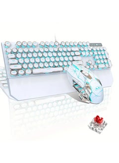 Gaming Keyboard and Mouse set Typewriter Mechanical Retro Punk Round Keycaps With RGB Rainbow Backlit USB Wired Keyboards For Game And Office